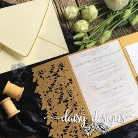 Marble and Gold laser cut invite