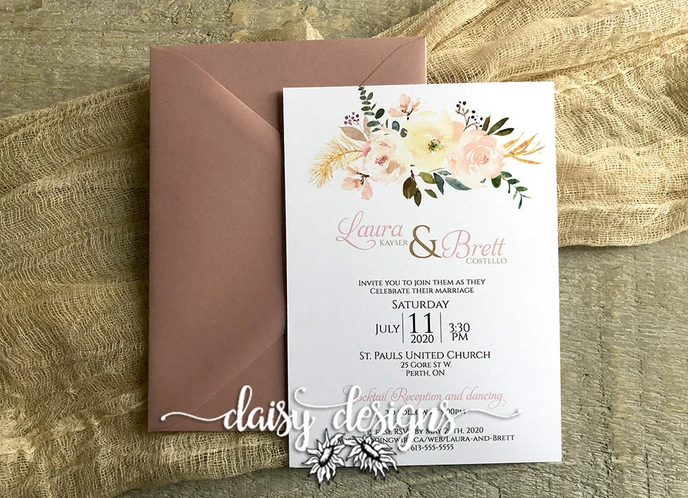 Antique Rose invite and envelope