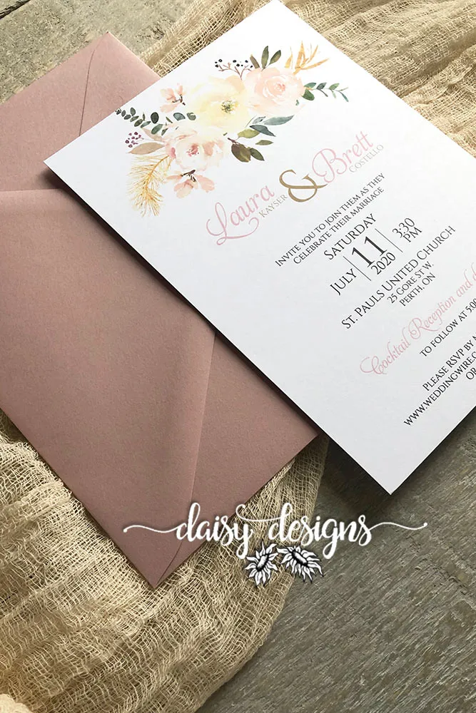 Antique Rose invite and envelope