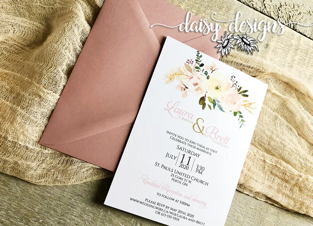 Antique Rose invite and envelope