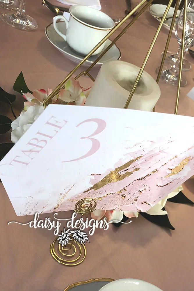 Blush and Gold Modern Paint - table number