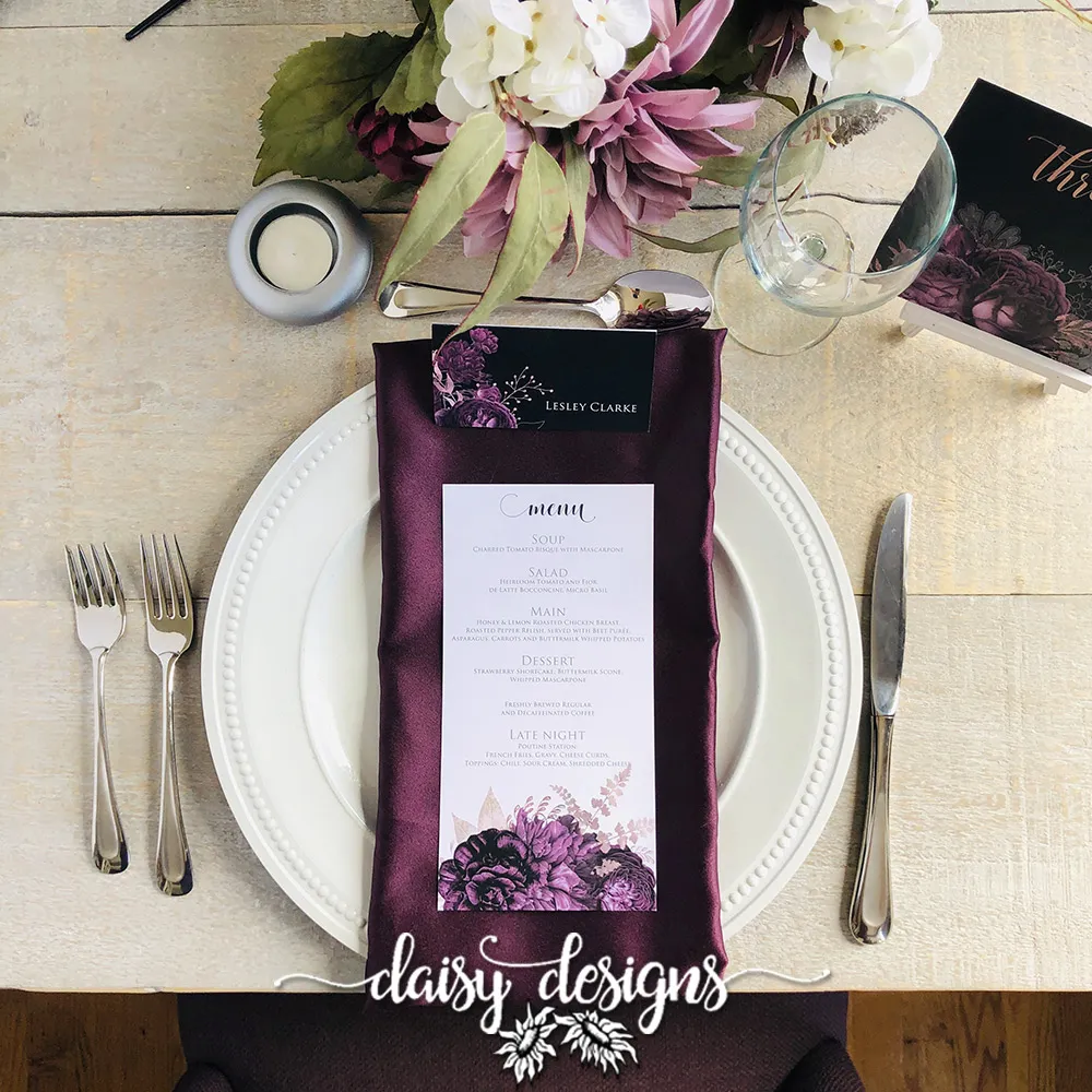 Moody Mauve Rose menu