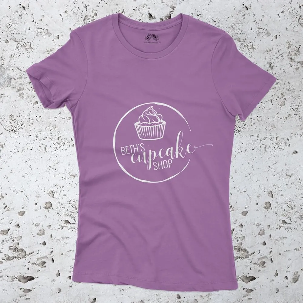 Cupcake shop logo T-shirt purple