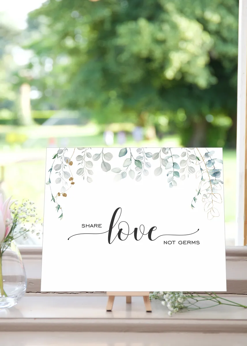 Watercolour Eucalyptus sign share love not germs