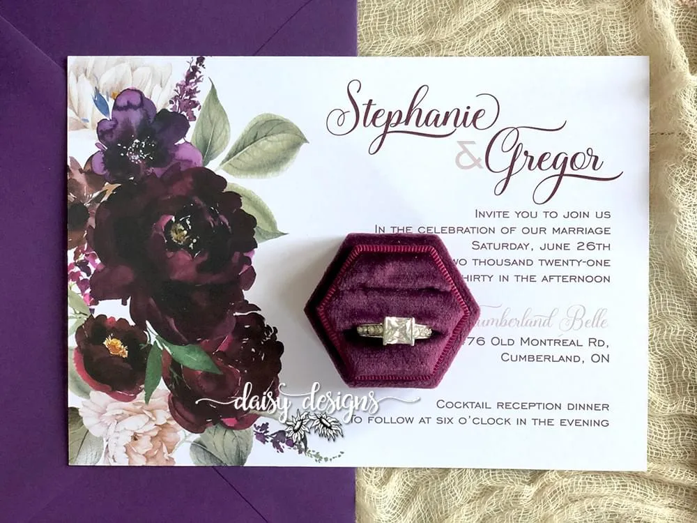 Sangria wedding invite with vino envelope