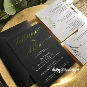 Black Tie Affair gold invite suite