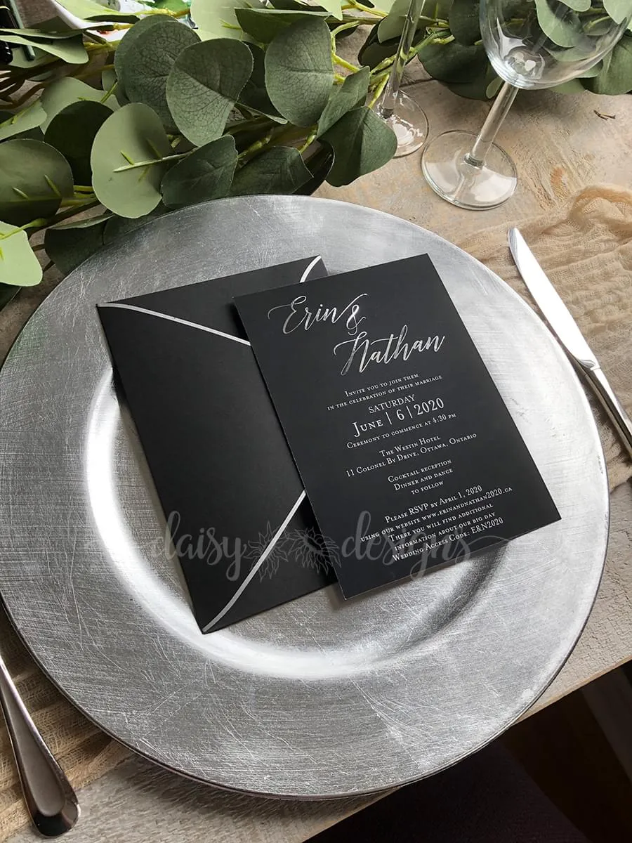 Black Tie Affair silver invite