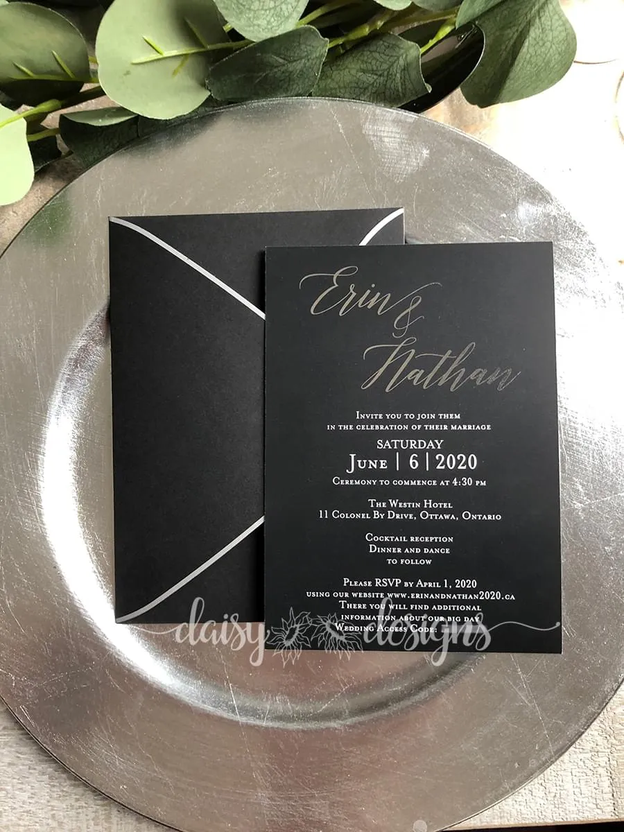 Black Tie Affair silver invite