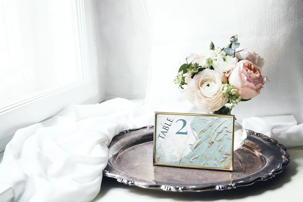 Dusty Blue horizontal table number