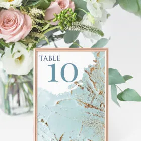 Dusty Blue vertical table number