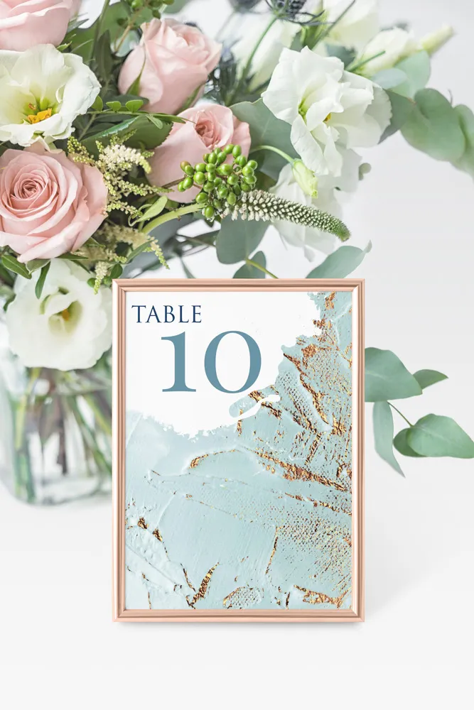 Dusty Blue vertical table number