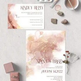 Alcohol Ink Wedding invitation and rsvp