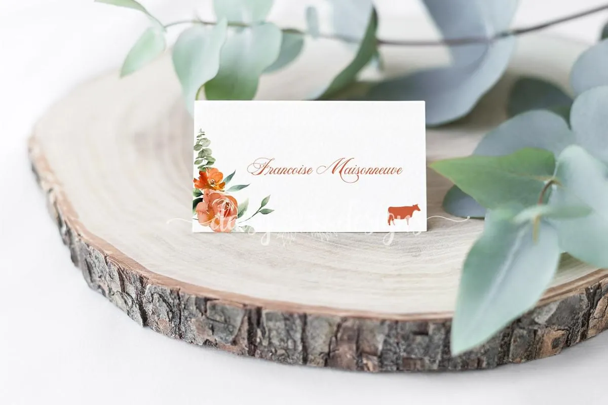 Rust and Sage place card - beef