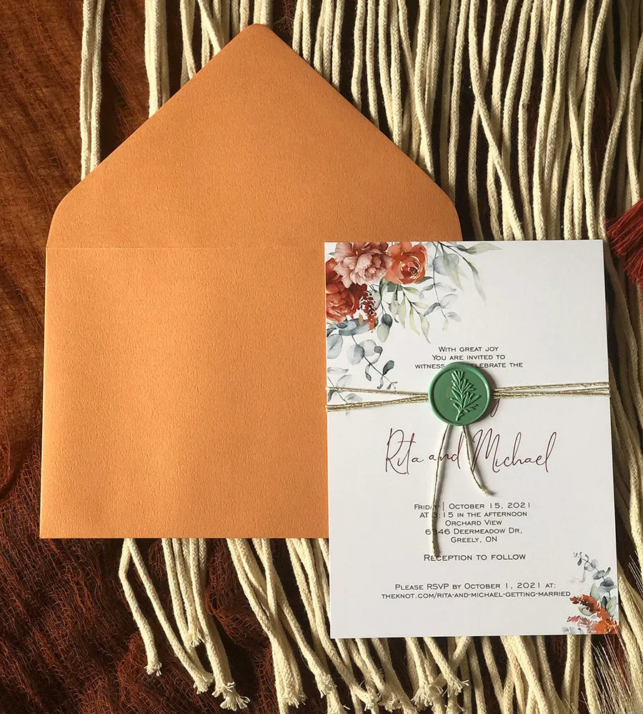 Rust and Sage invite and rsvp