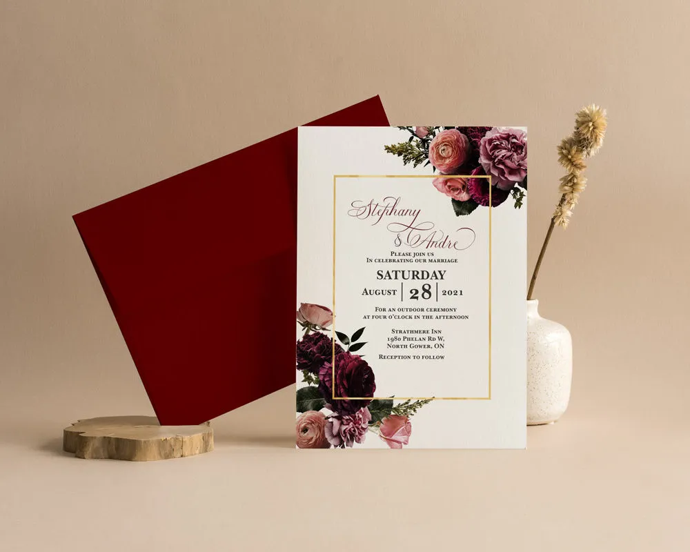 Velvet Maroon wedding invitation