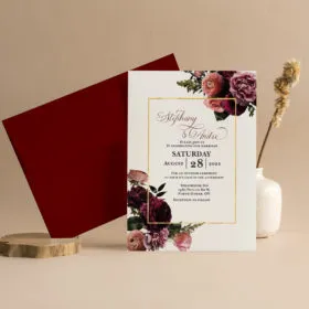 Velvet Maroon wedding invitation