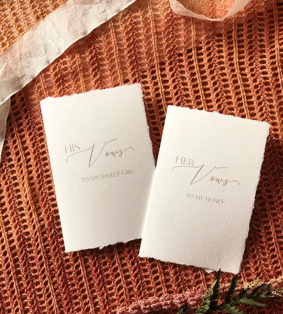 His and Hers Vows with torn edges