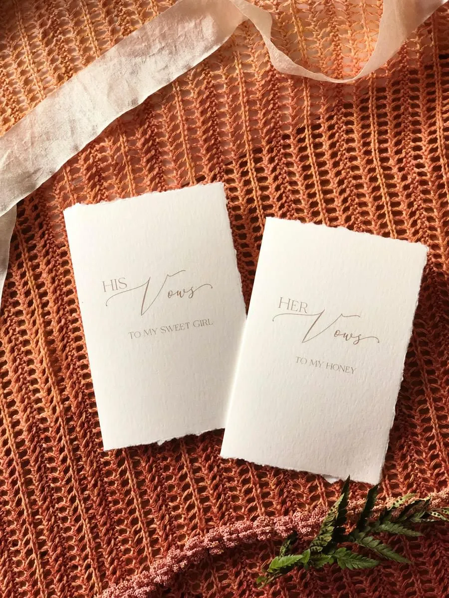 His and Hers Vows with torn edges