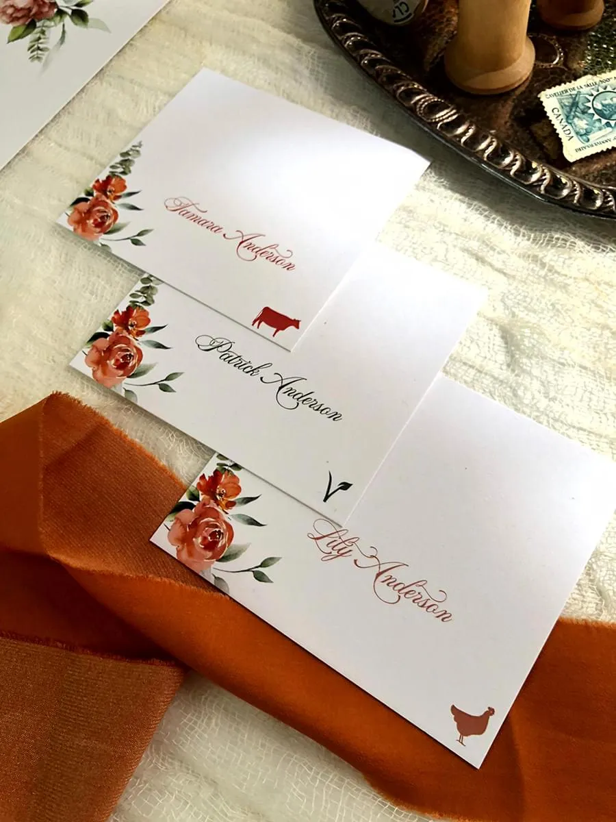 Sage and Rust Place cards
