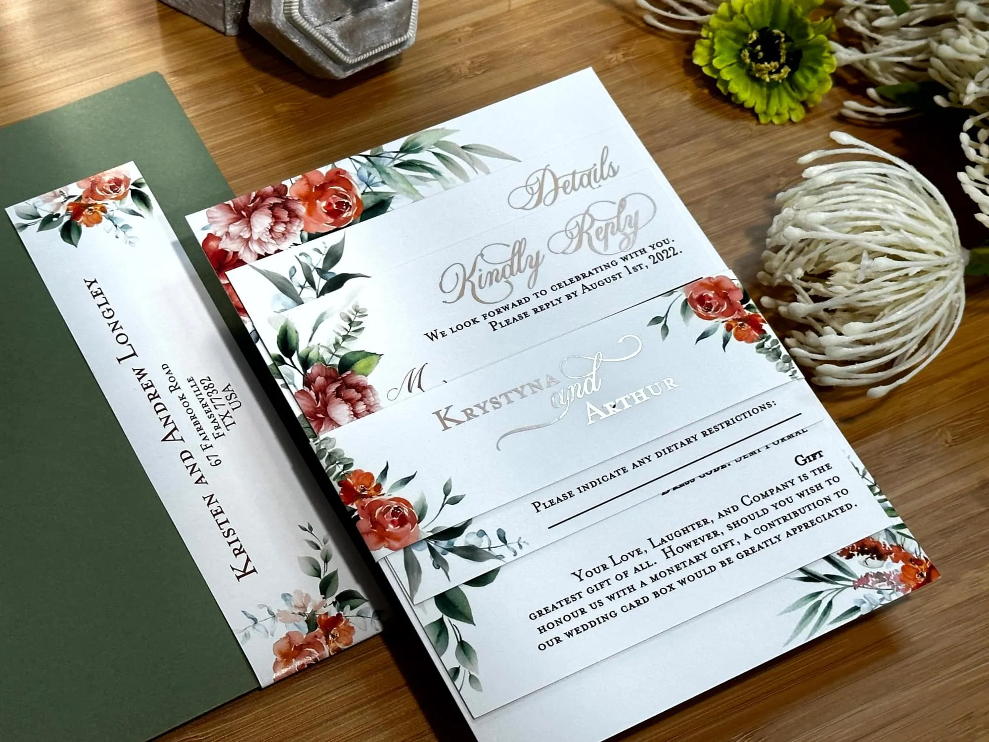 Sage and Rust foil invite