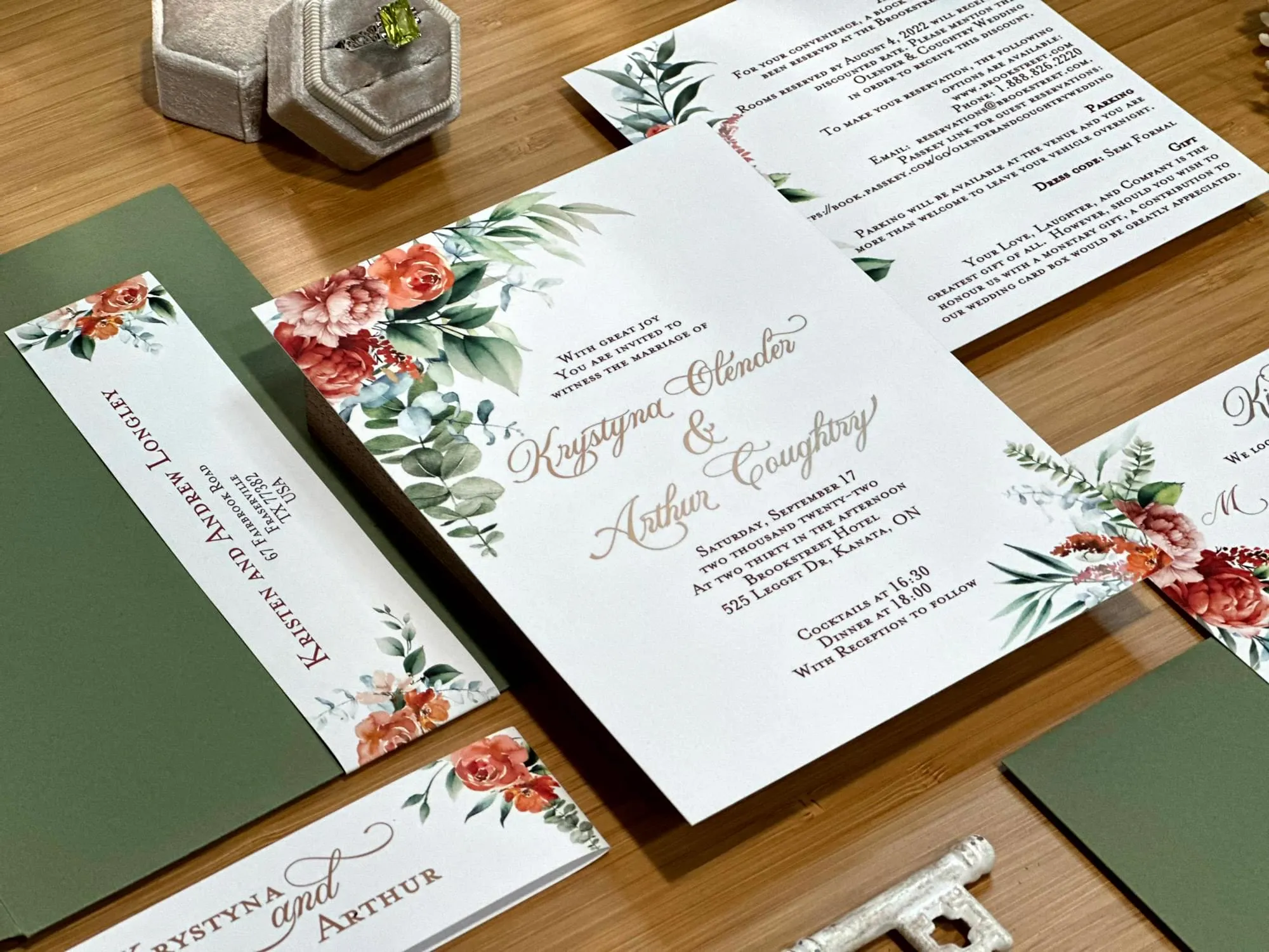 Sage and Rust foil invite suite