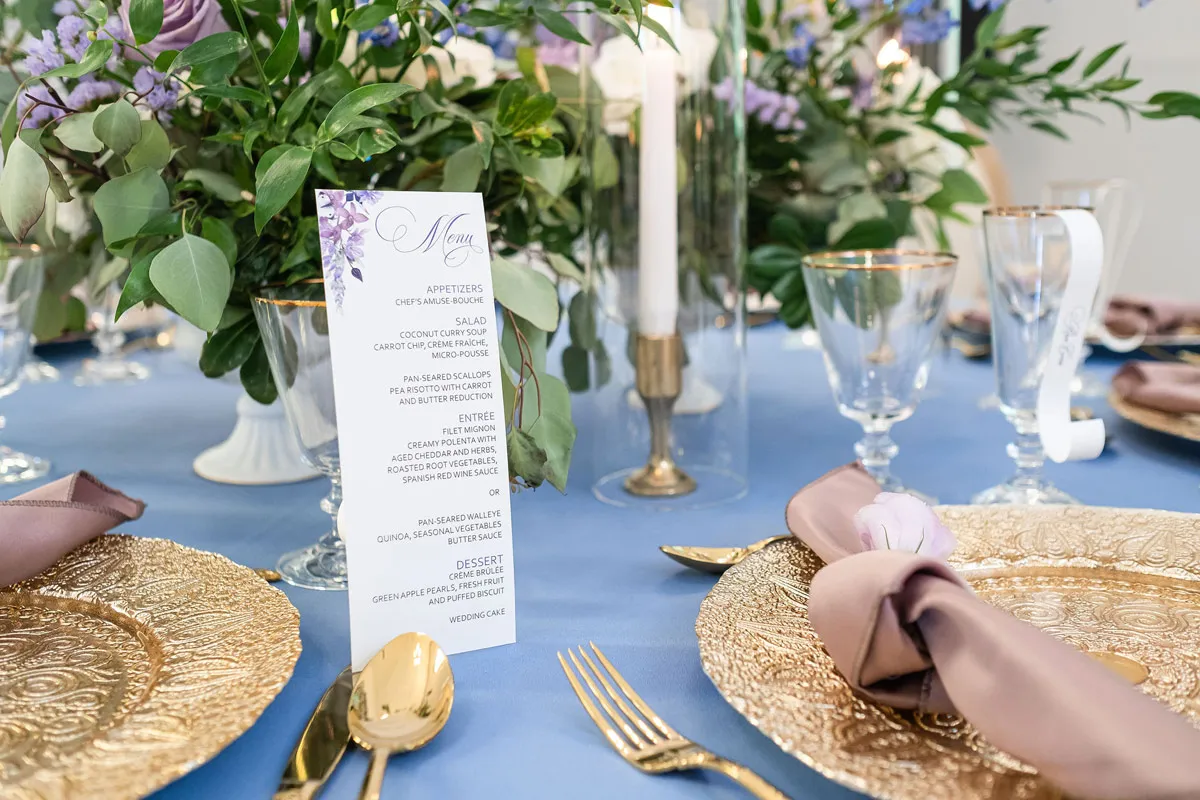 Cumberland Belle Styled Shoot - table menu