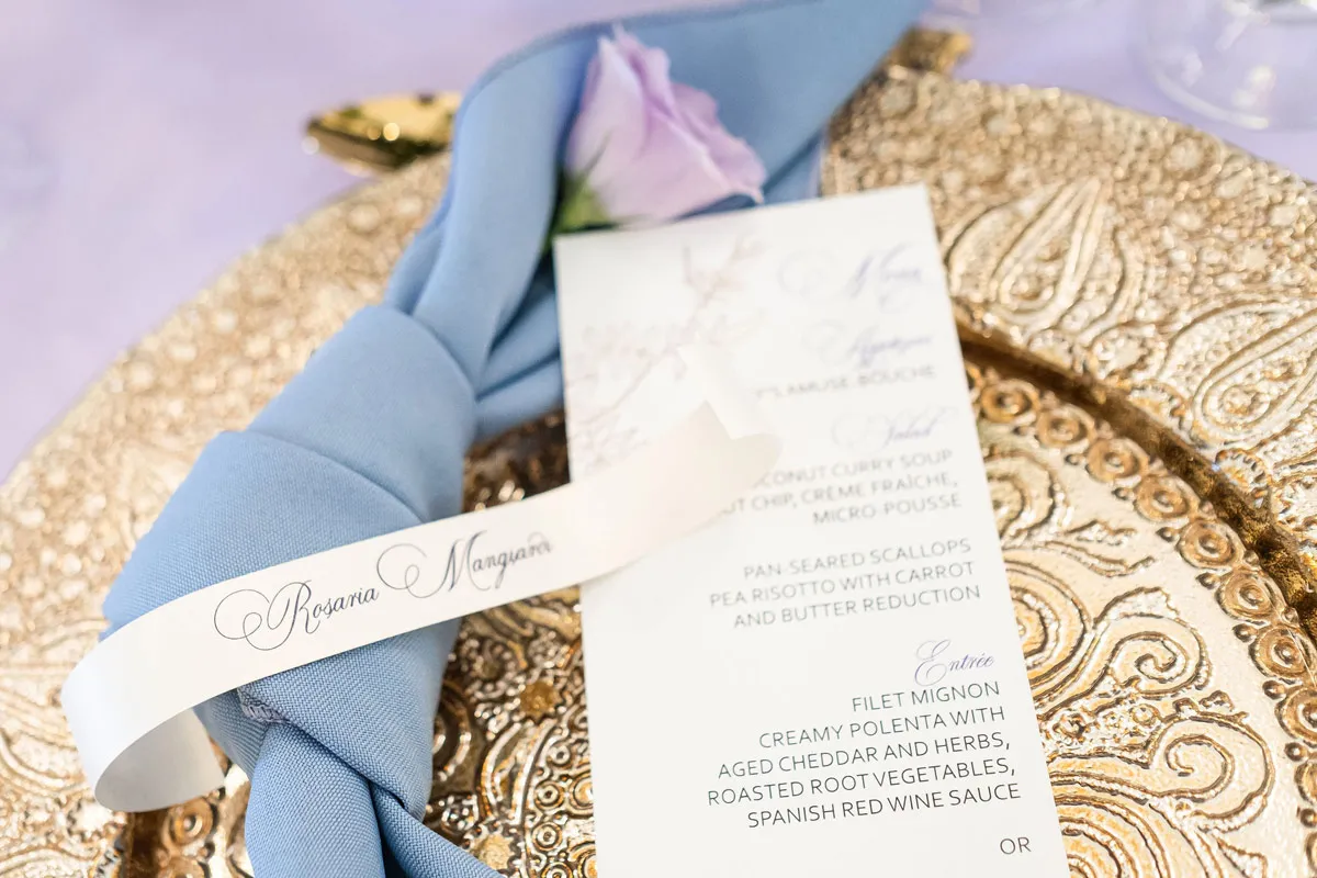 Cumberland Belle Styled Shoot - menu and seat card