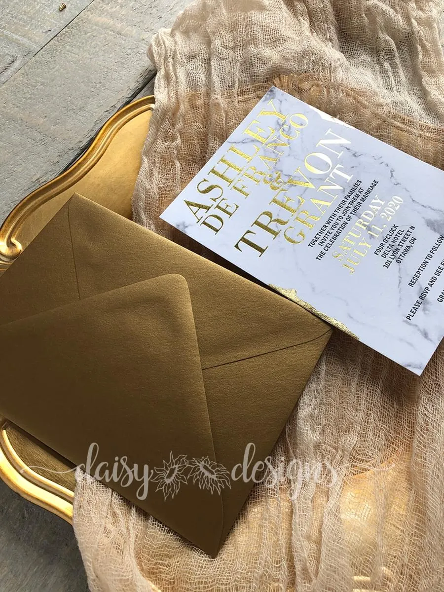 Gold Edge - invite and envelope