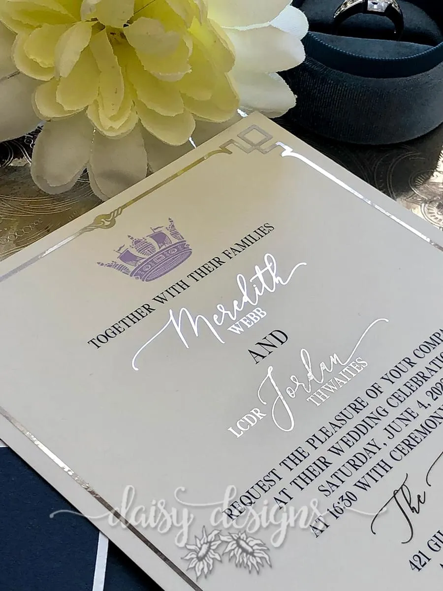 Navy Deco invite closeup