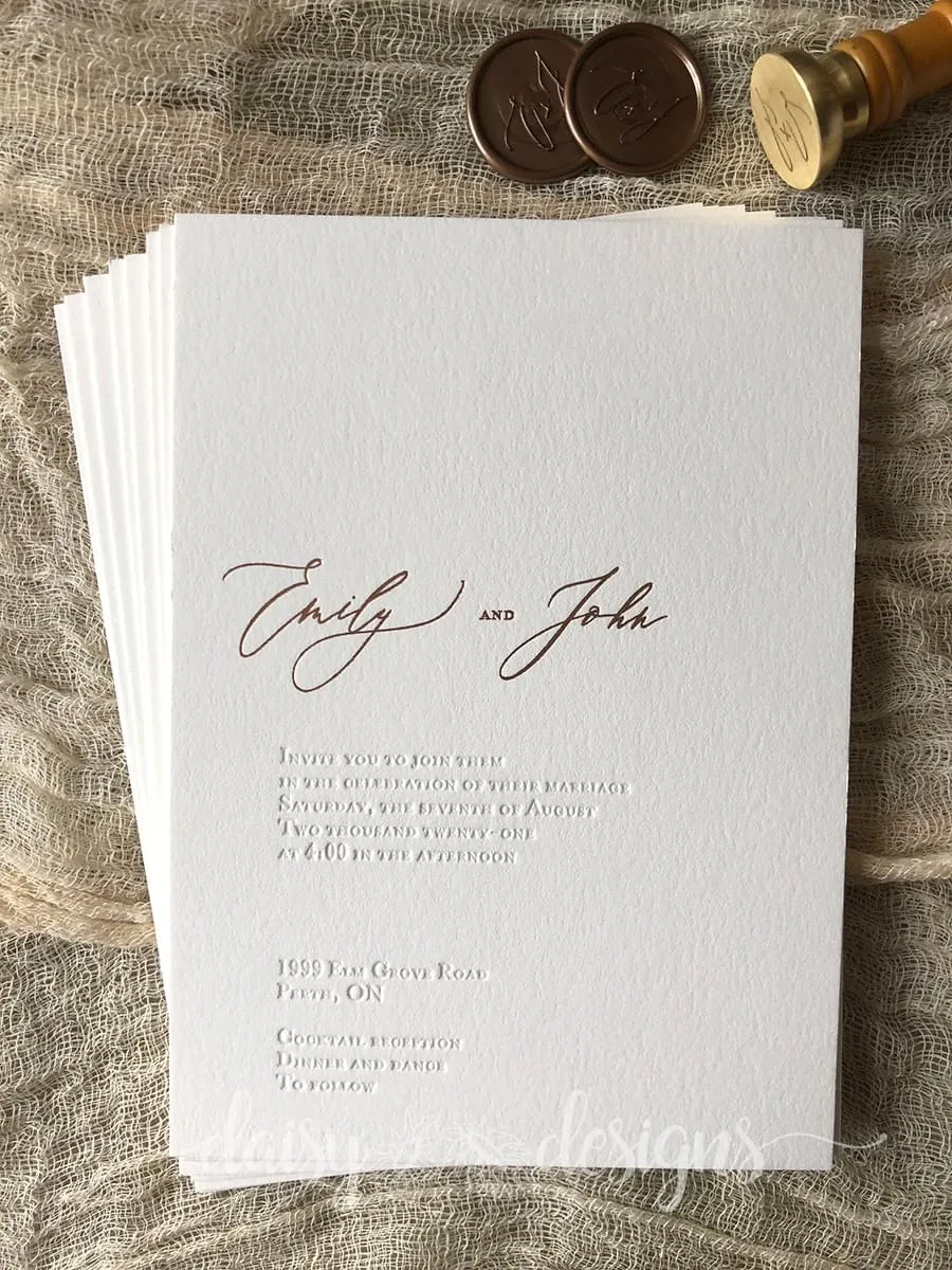 The Emily - rose gold letterpress details
