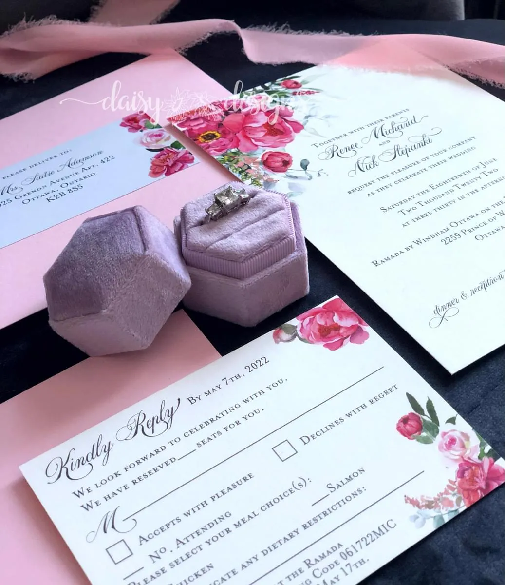 Pink Peonies suite with pink envelopes