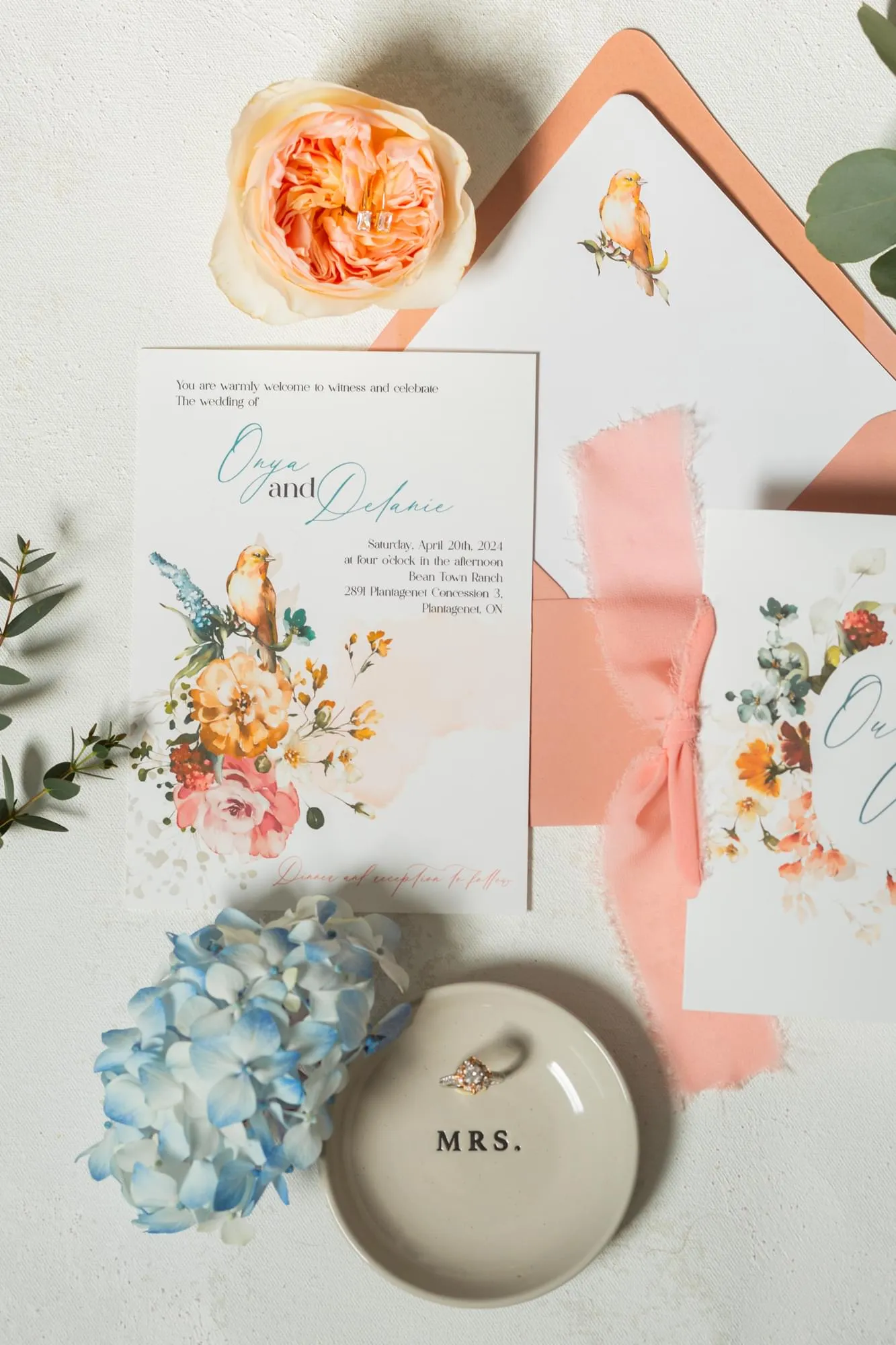 Birds & Blooms peach suite