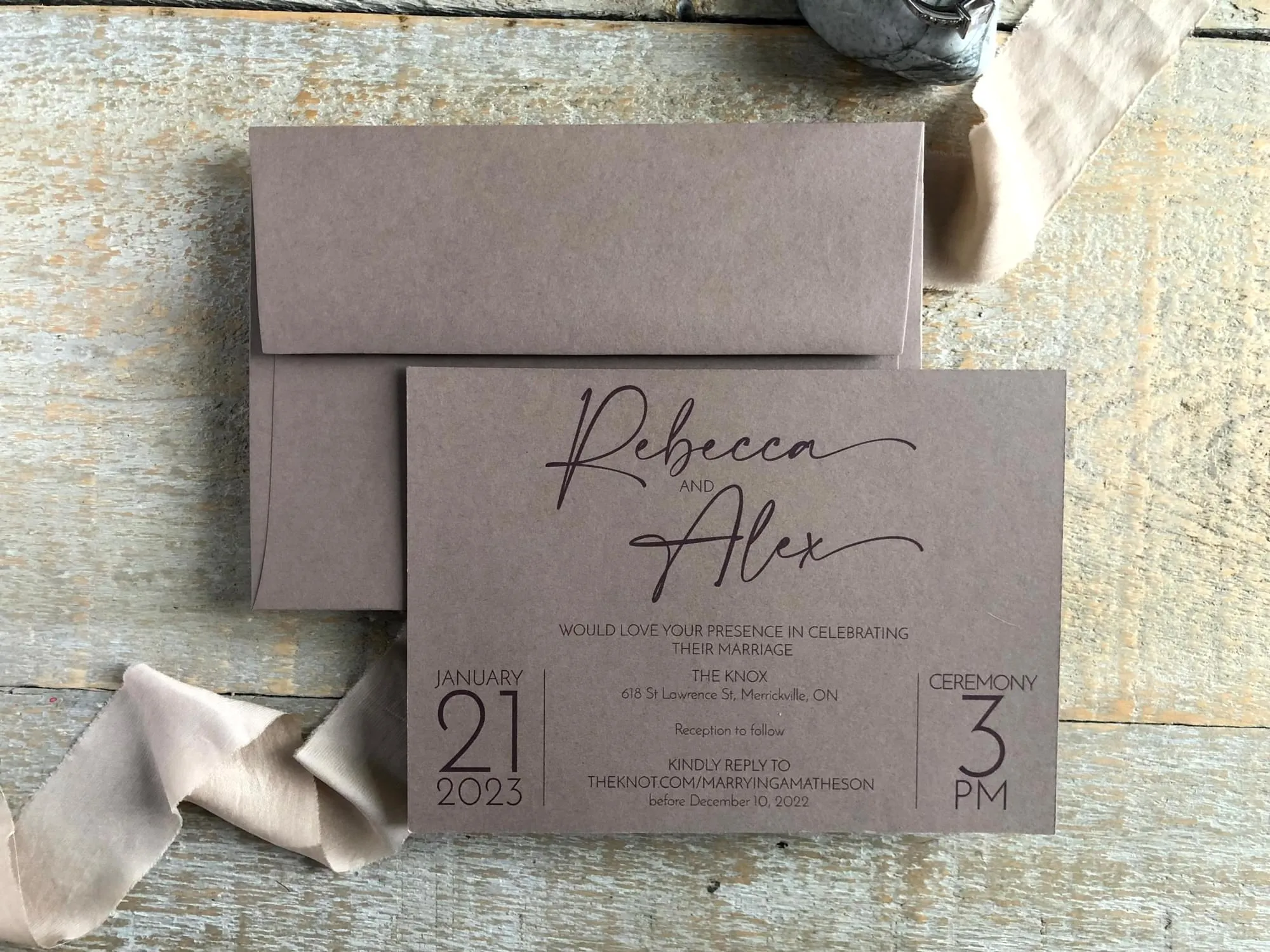 Cashmere invite and envelope