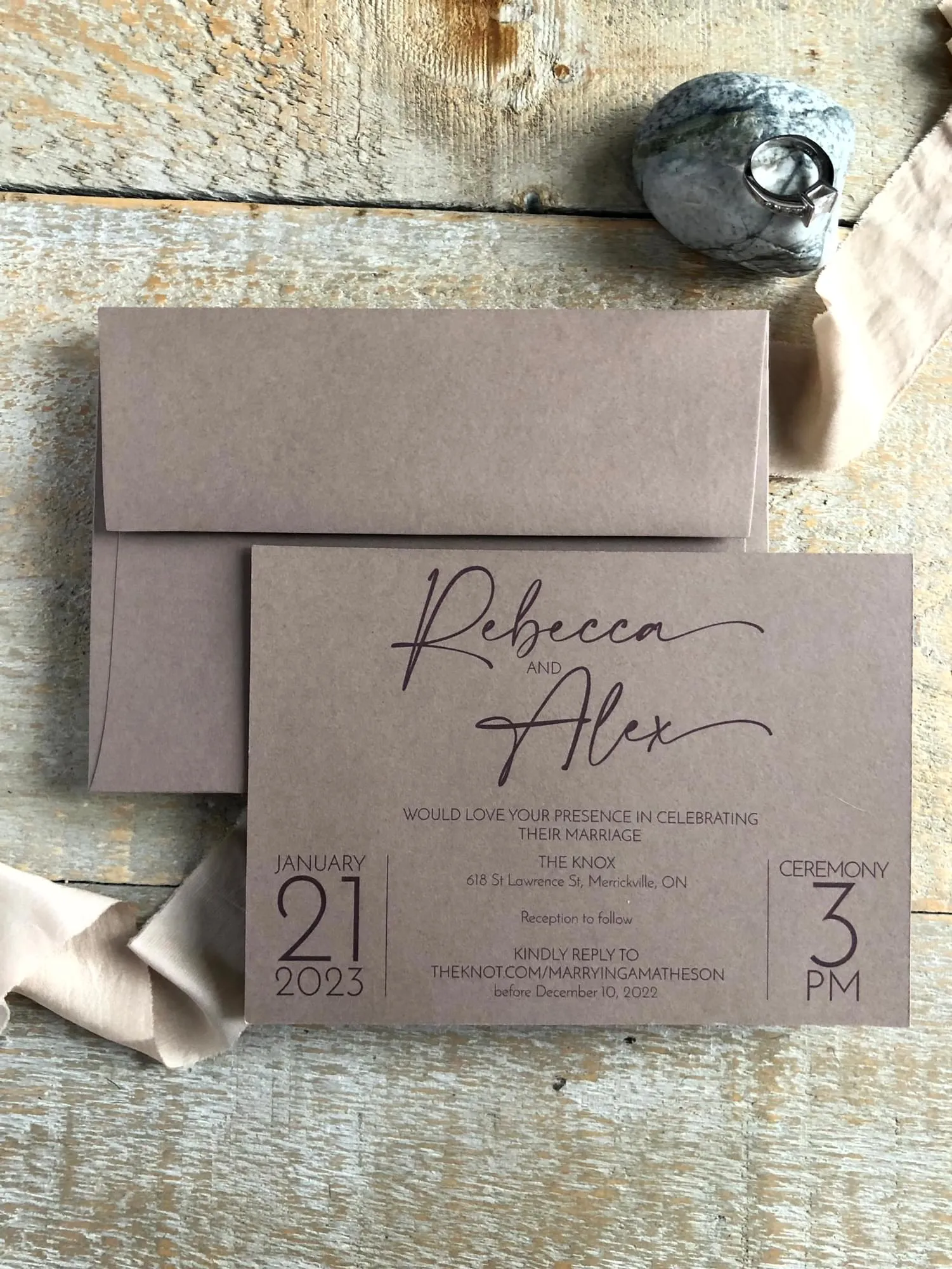 Cashmere invite and envelope