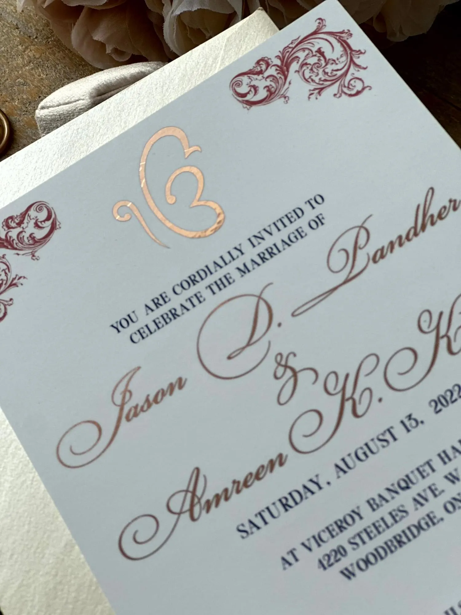 Golden Bliss invite closeup