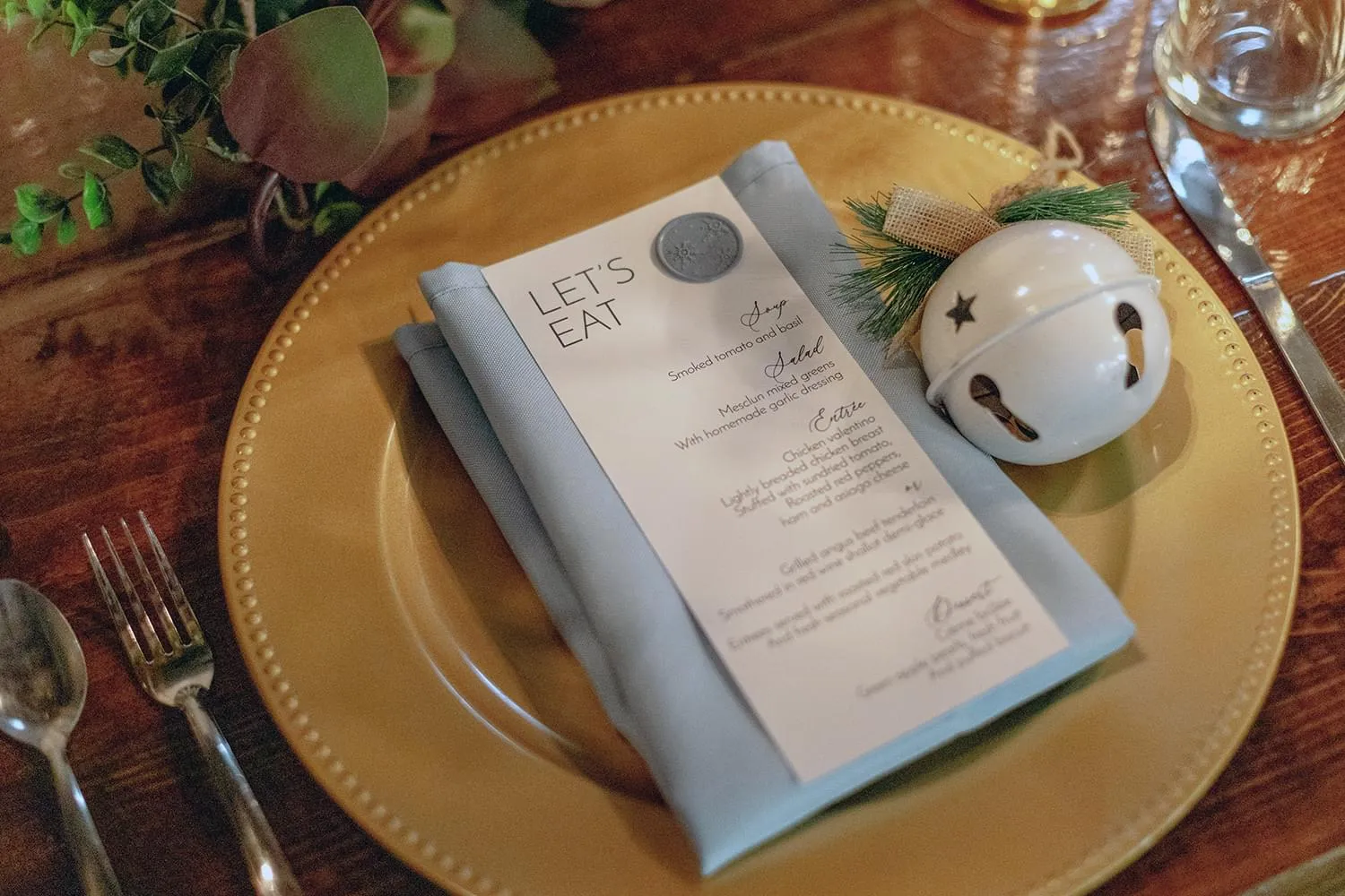 Let's Eat menu with wax seal
