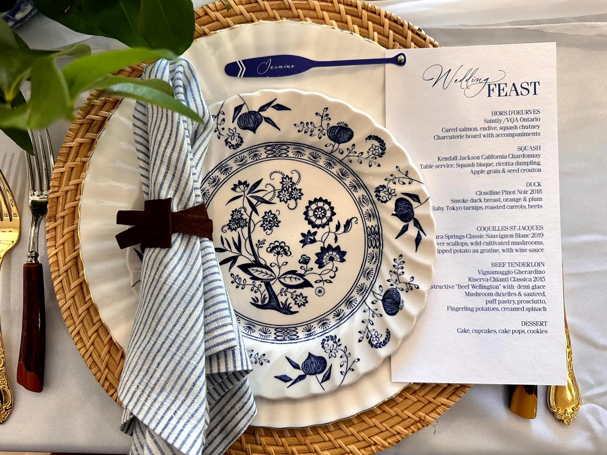 Boathouse menu and placecard