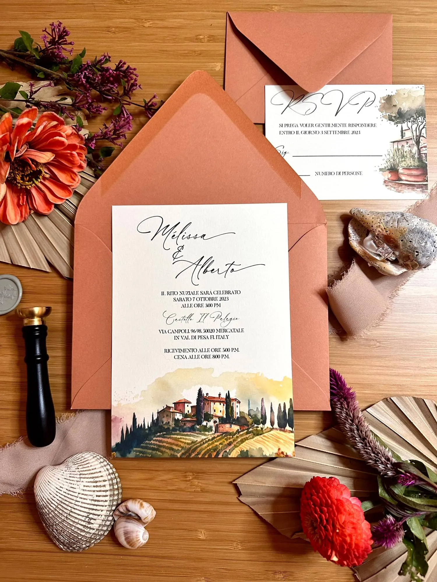 Tuscany Vineyards alternative invite and envelope