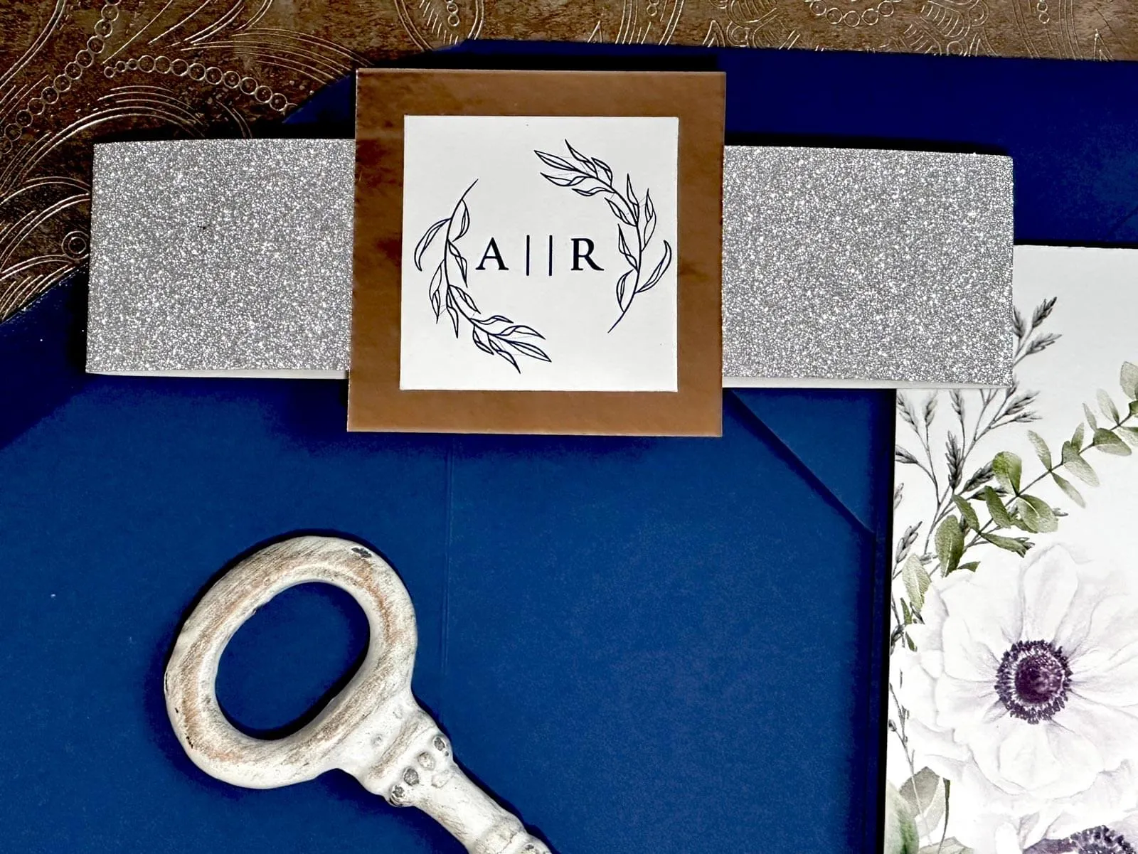 Glittering Blue Blossoms invite belly band