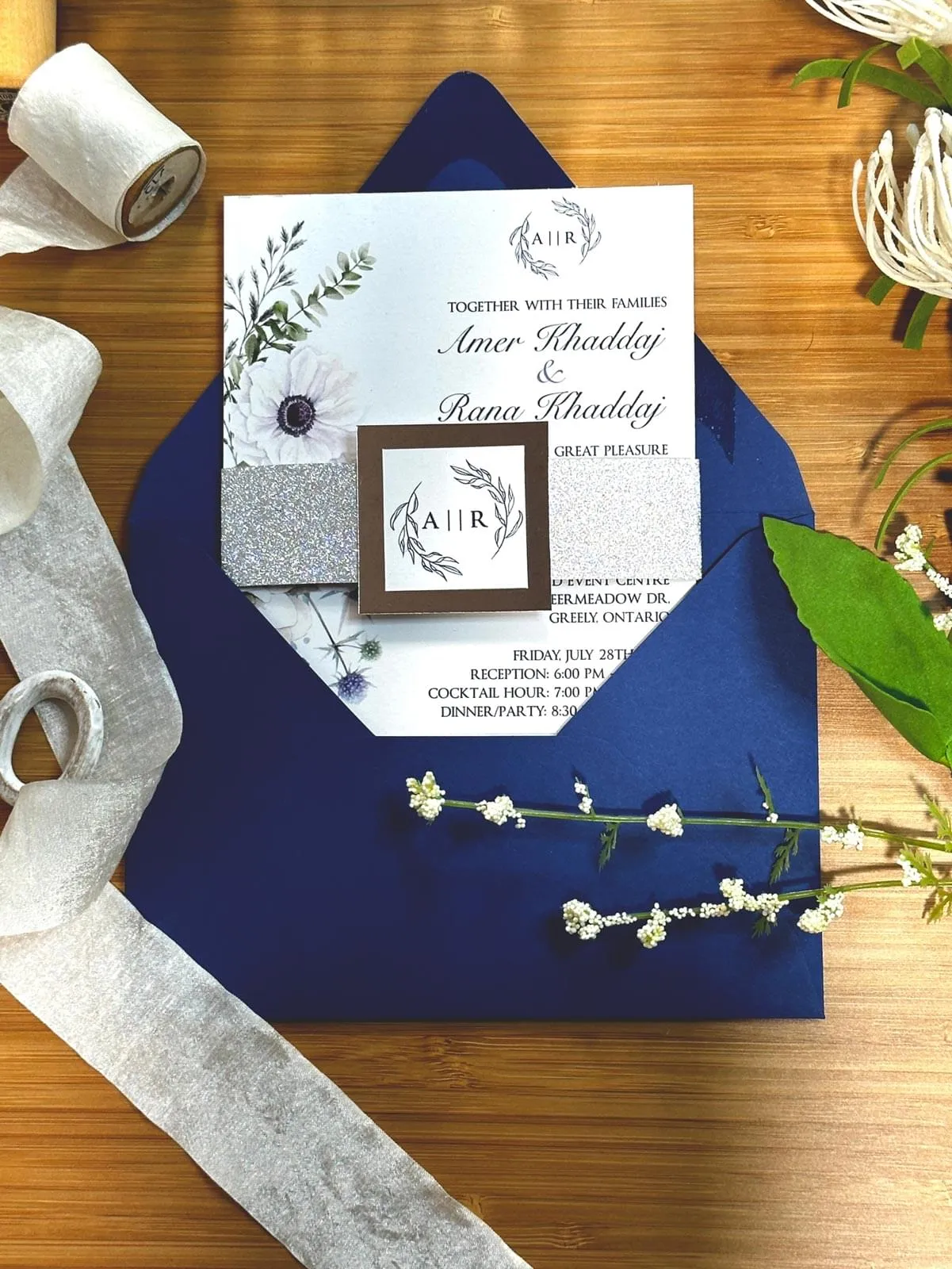 Glittering Blue Blossoms invite
