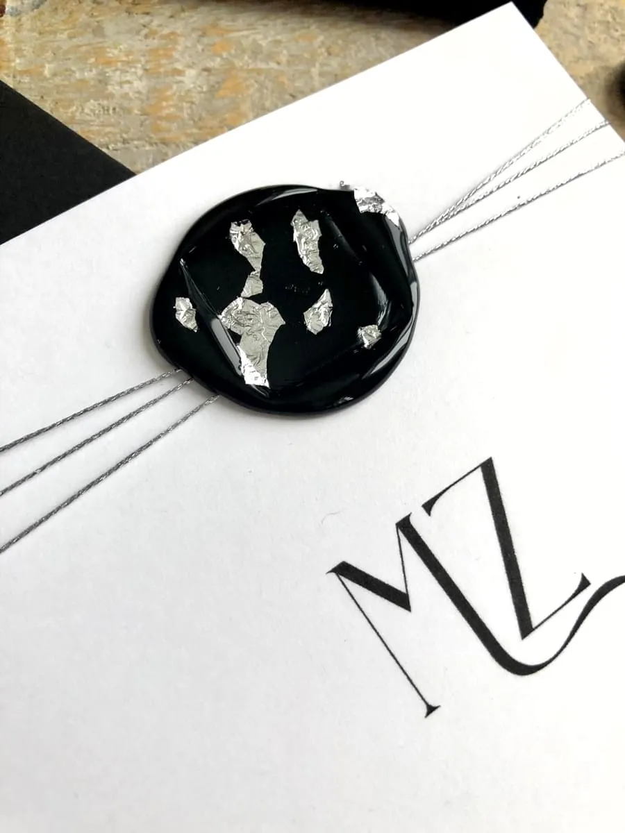 Modern Silver invite wax seal