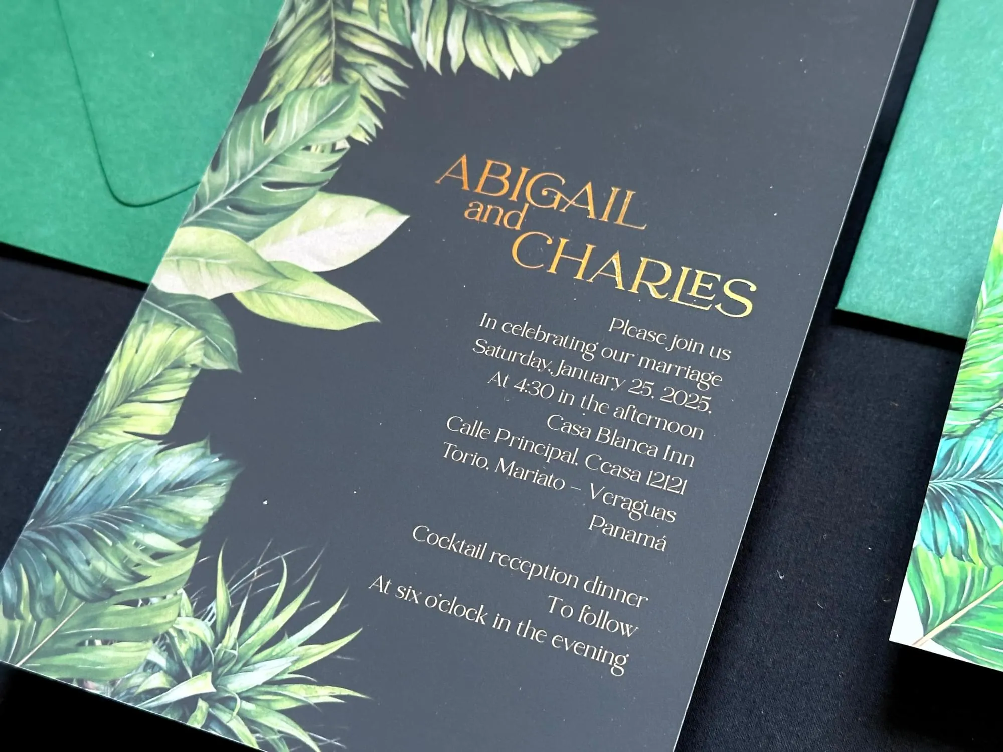 Casablanca Tropics invite closeup