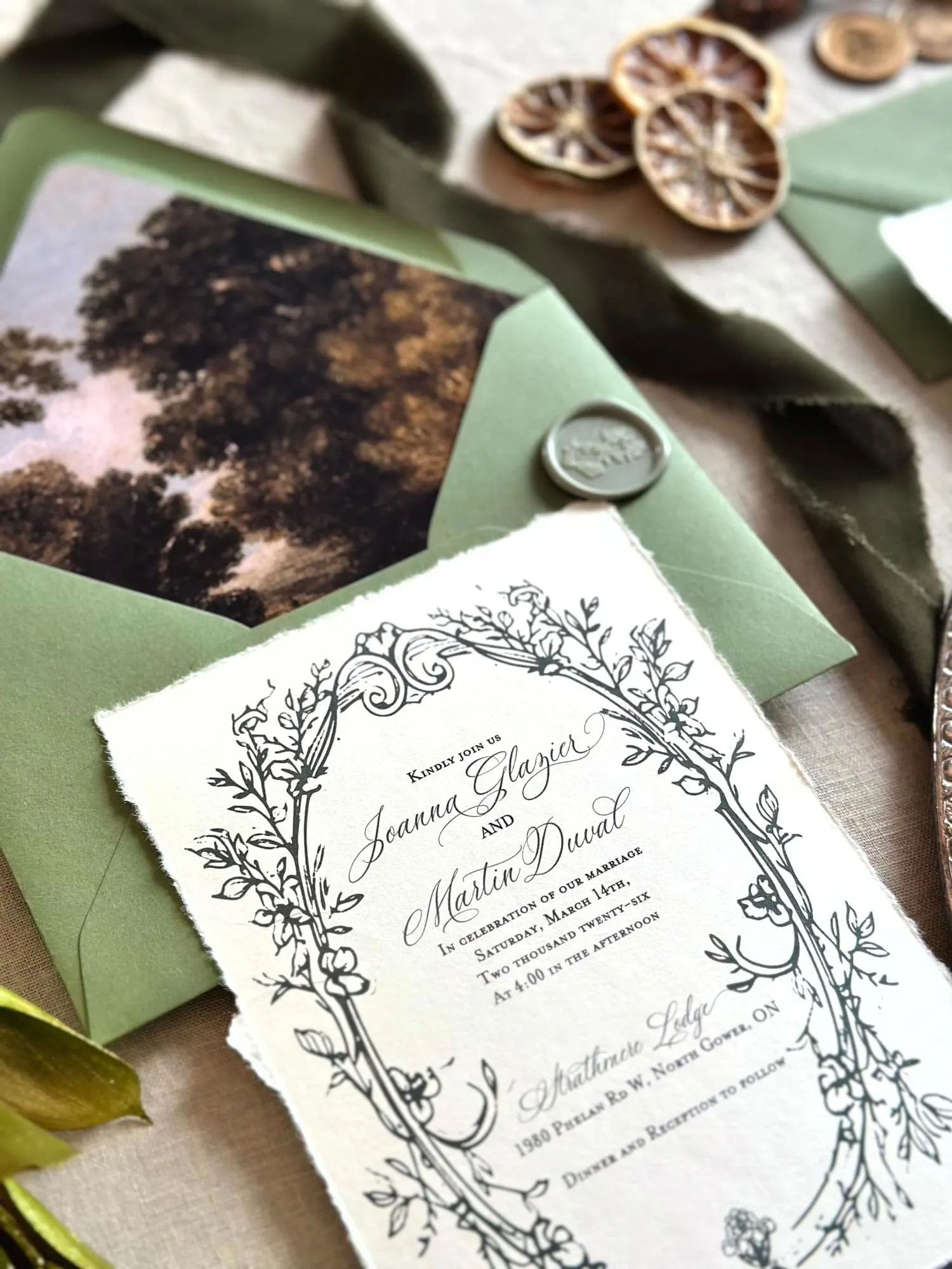 Forest invitation and envelope