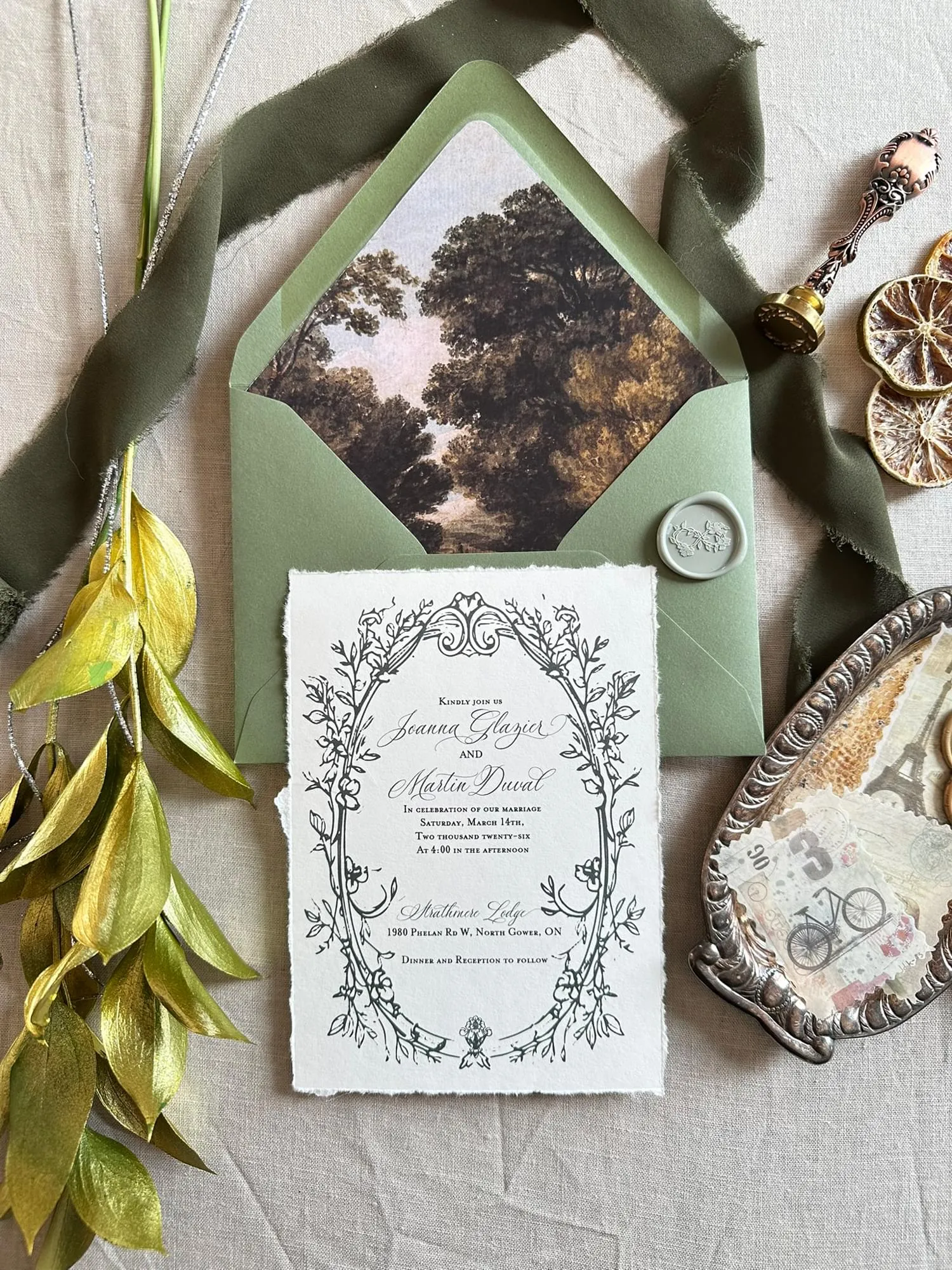 Forest invitation and envelope