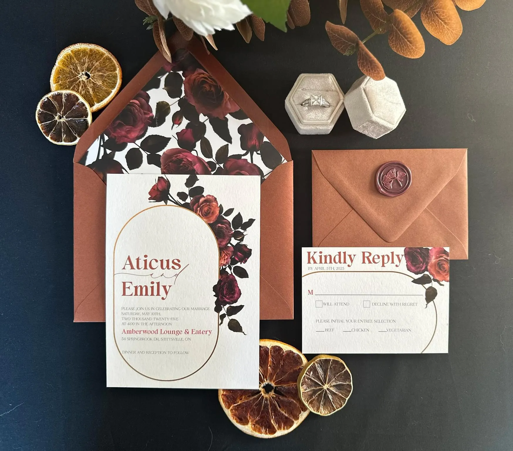 Aticus suite light with terra cotta envelopes and envelope liner