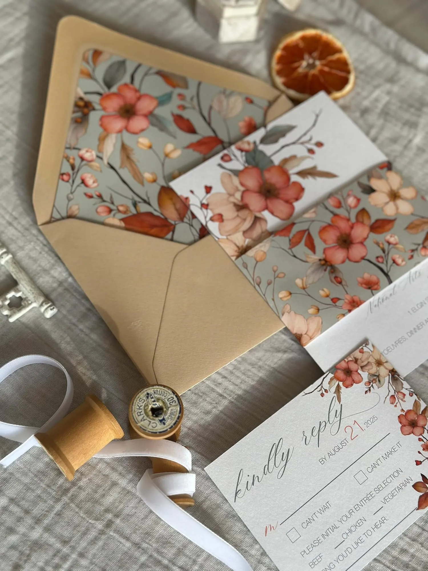 Harvest Moon invite and envelope and RSVP