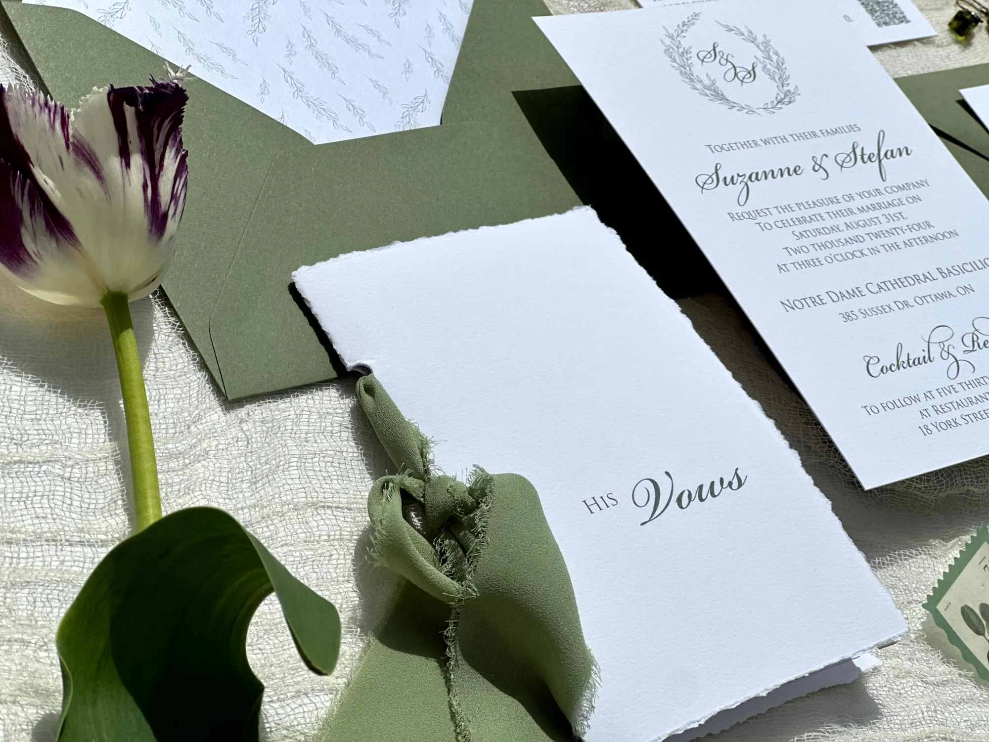 Sage Wreath vow booklet