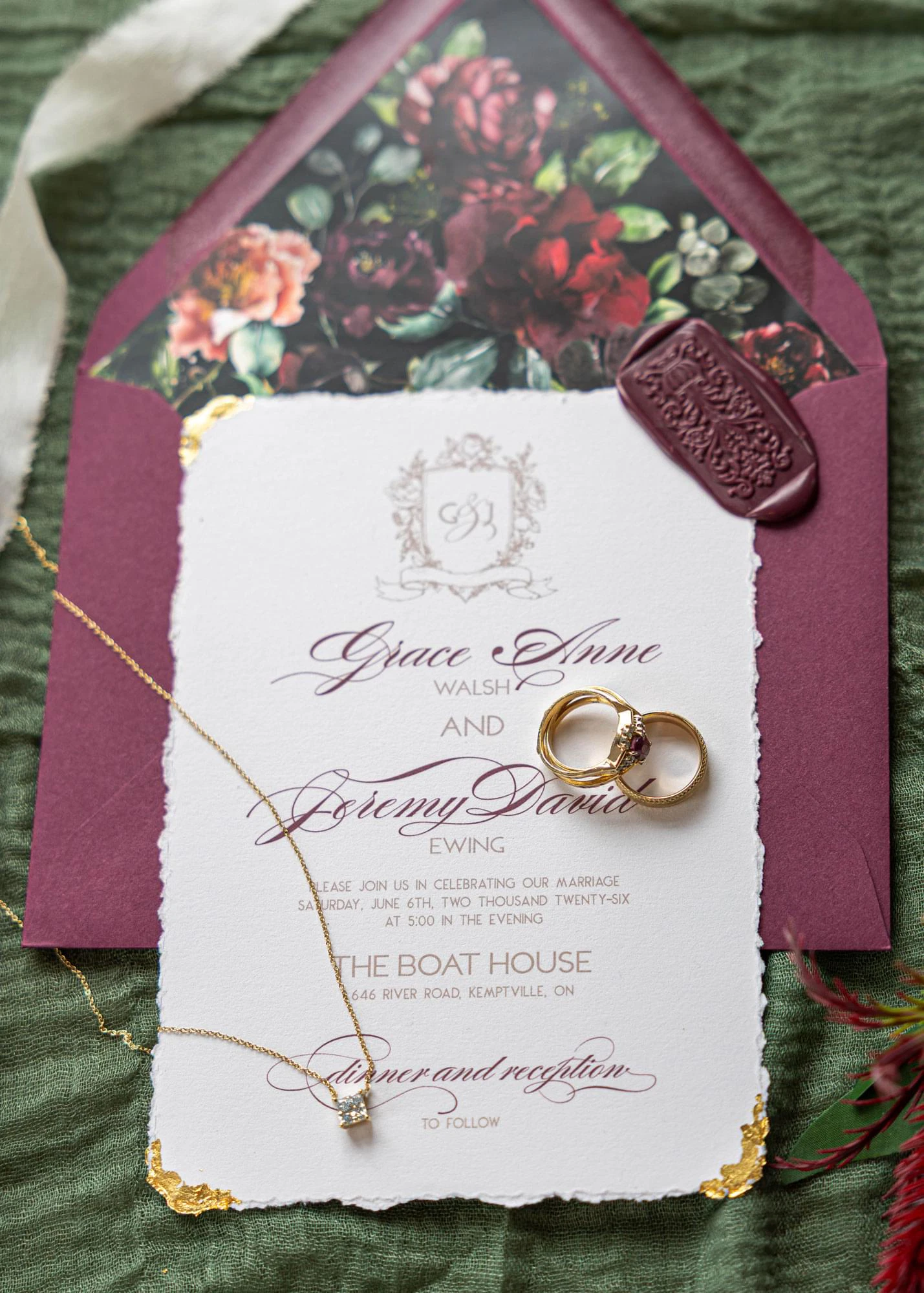 Classic Monogram invite and envelope