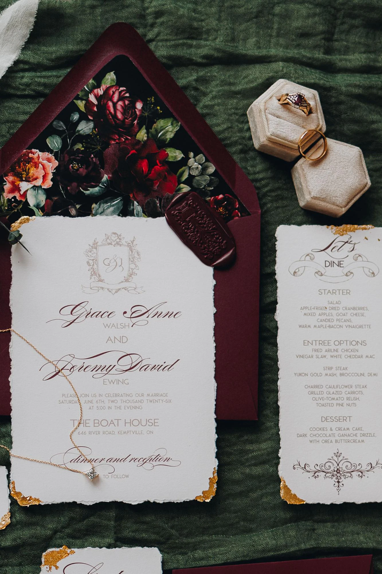 Classic Monogram invite and menu